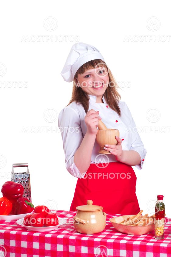 attractive woman cooking