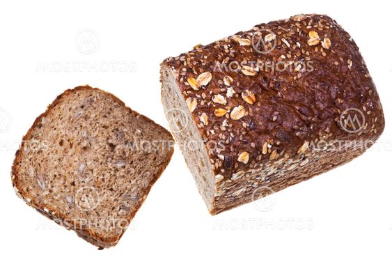 top view of loaf of grain bread