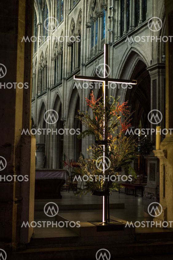 Cross in cathedral in Paris