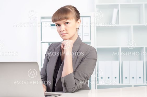 woman works in the office