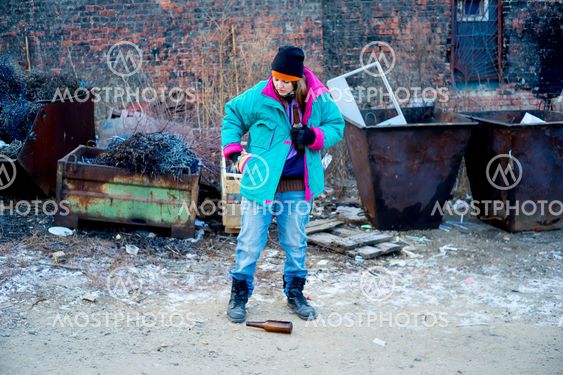 Homeless woman bum