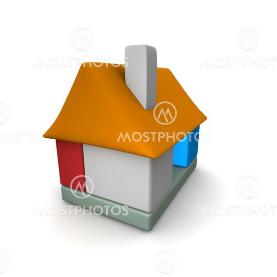 Colorful house icon built of blocks
