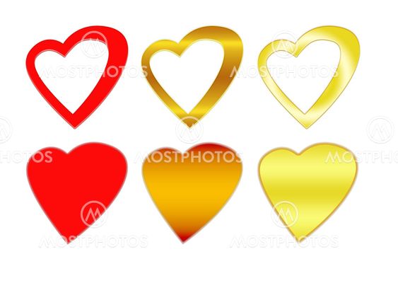 Set hearts on a white background