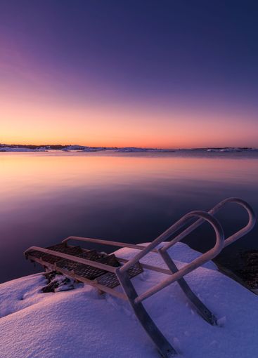 Winter sunrise over the tranquil coast near Gothenburg...