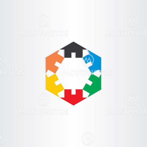 color houses in circle icon