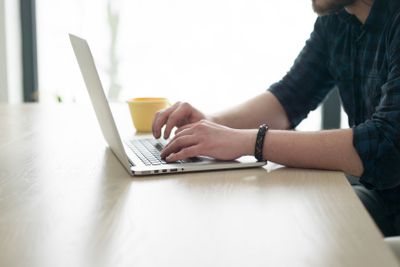 man working from home