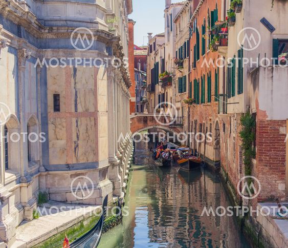 Venice canal with gondolas