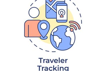 Traveler tracking multi color concept icon