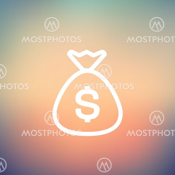 Money bag thin line icon