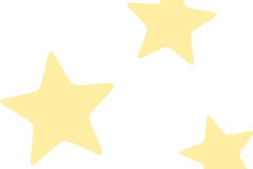 Three simple, hand drawn, pastel yellow stars are...