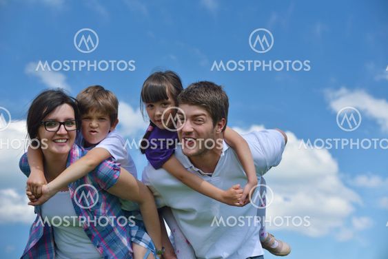 happy young family have fun outdoors