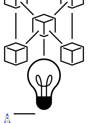 Blockchain Network Concept with Light Bulb and Rocket...