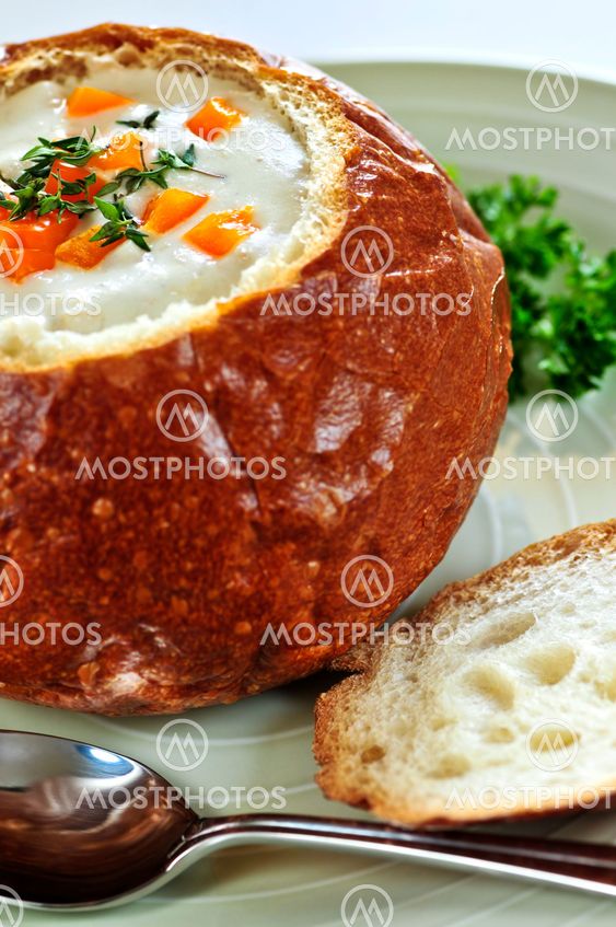 Soppa i bröd skål