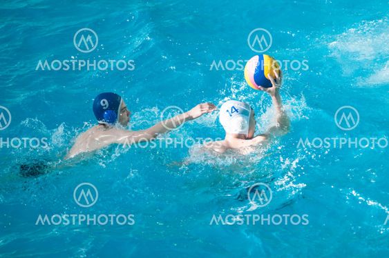 Orenburg, Russia - 6 May 2015: The boys play in water polo