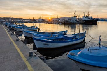 Sunset view of the port of Sozopol, Bulgaria