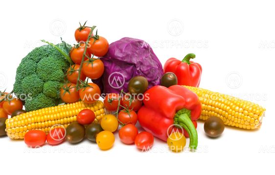vegetables on white background - horizontal photo
