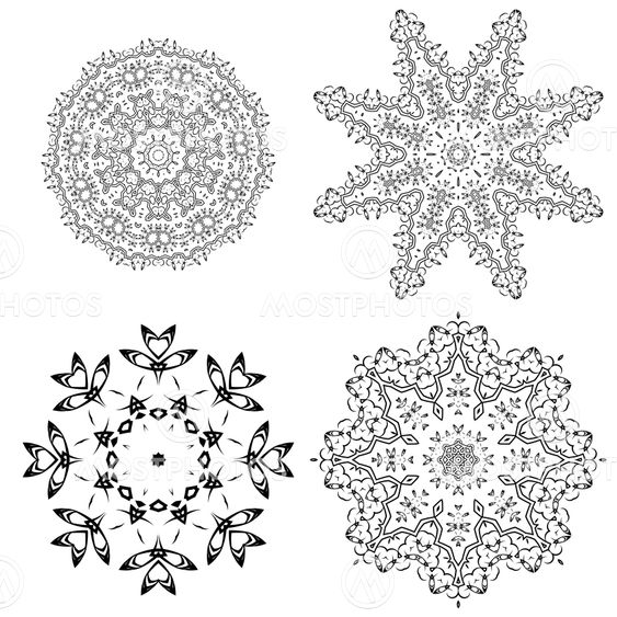 Round Geometric Ornaments Set Isolated