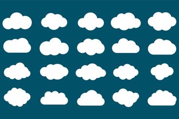 Flat icons cloud. Different clouds on the dark...