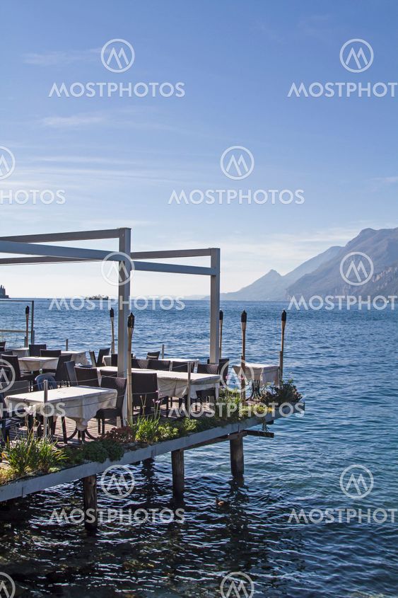 Airy lakeside terrace