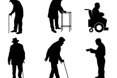 Six old people silhouettes