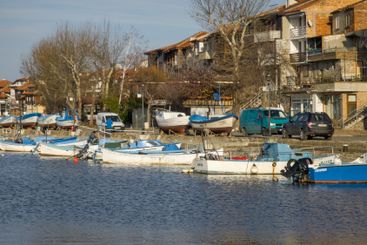 Sunset panorama of the port of Sozopol, Bulgaria