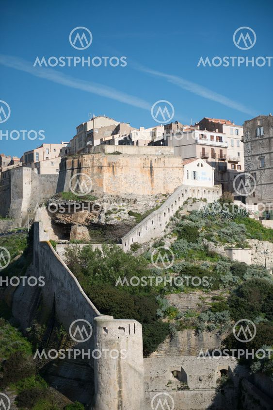Rampart of the old town of Bonifacio, Corsica France