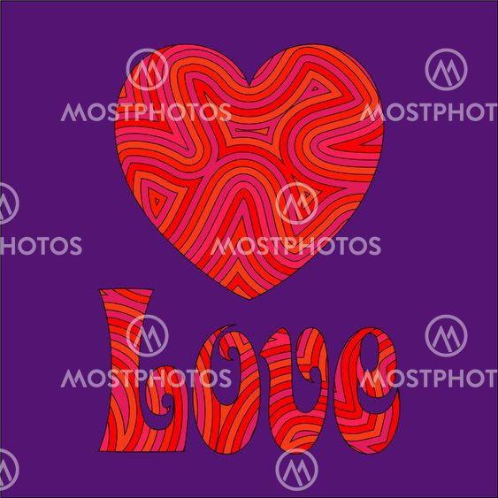 Love and Heart in Groovy Swirls