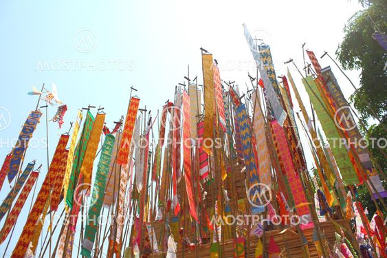 Color paper flag for Buddha worship