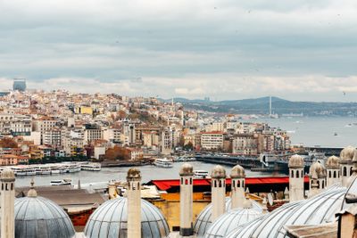 Domes of the Suleymaniye Mosque in Istanbul and...