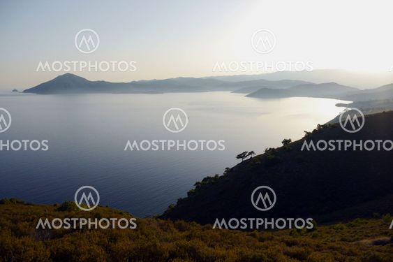 view over island of lesvos in greece