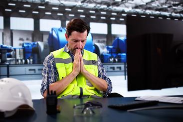 Praying Christian Man. God Seeking Worker