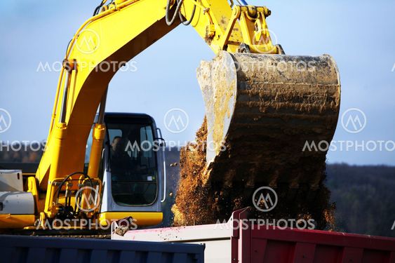 Yellow excavator
