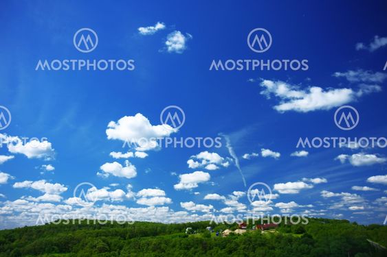 Blue sky and green forest