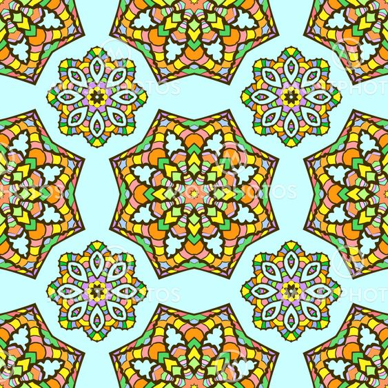 seamless pattern made from abstract mandalas on blue...