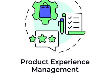 Product experience management multi color concept icon