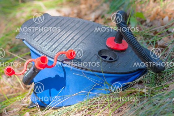 blue camping pump