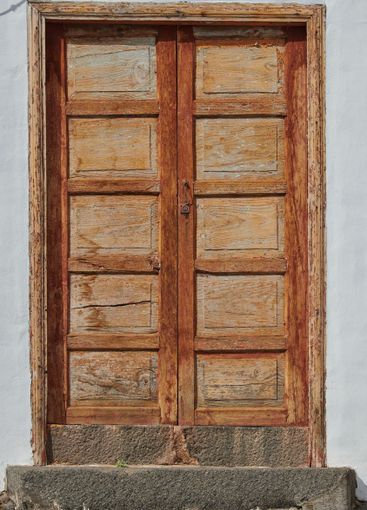 Architecture, vintage and wooden door outdoor on city...