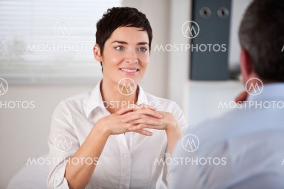 Candidate listening to her future manager