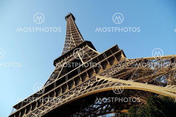 wide angle view of eiffel tower