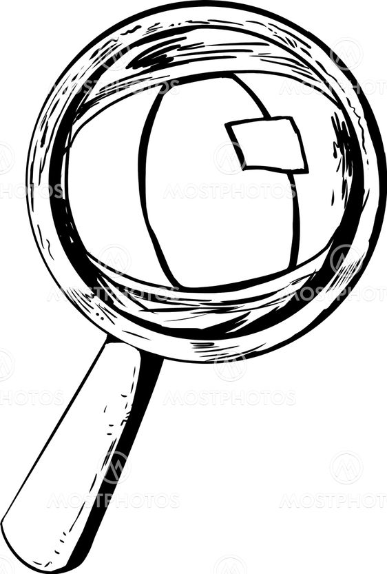 Outlined Eye Under Magnifying Glass