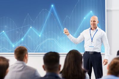 group of people at business conference or lecture