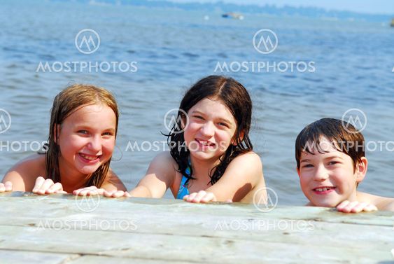 Children in a lake