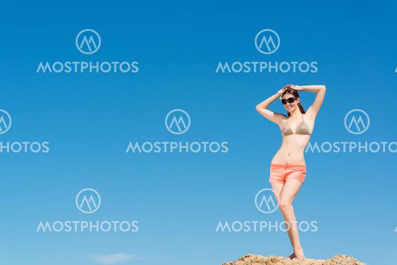 beautiful woman spread her arms