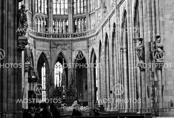 Interior of Saint Vitus's Cathedral in Prague
