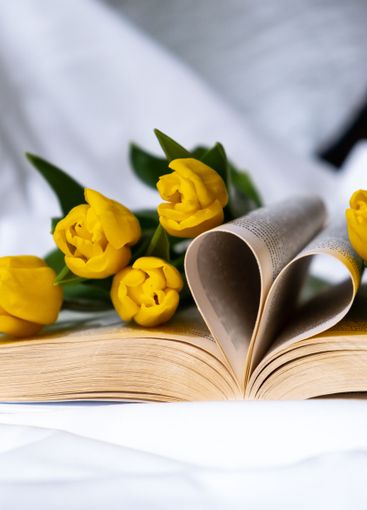 Heart shaped book pages for romantic love greeting card...