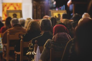 Greek Orthodox Christian Easter ceremony procession,...