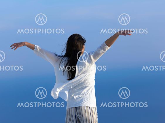 young woman enjoy sunset