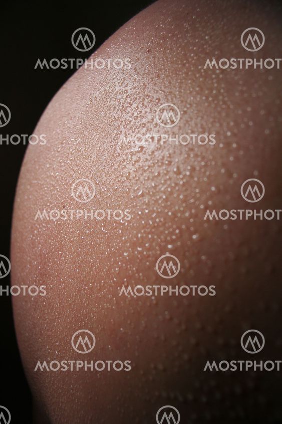 Drops sweat on a back