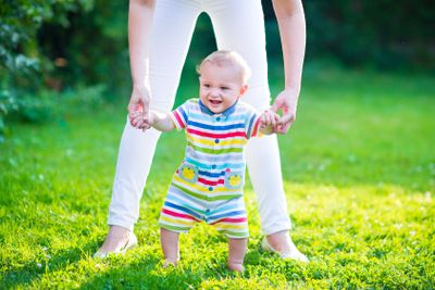 Baby talking his first steps