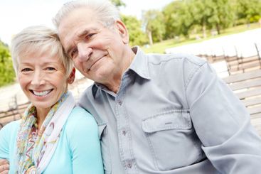 Hug, portrait and senior couple outdoor for love, strong...